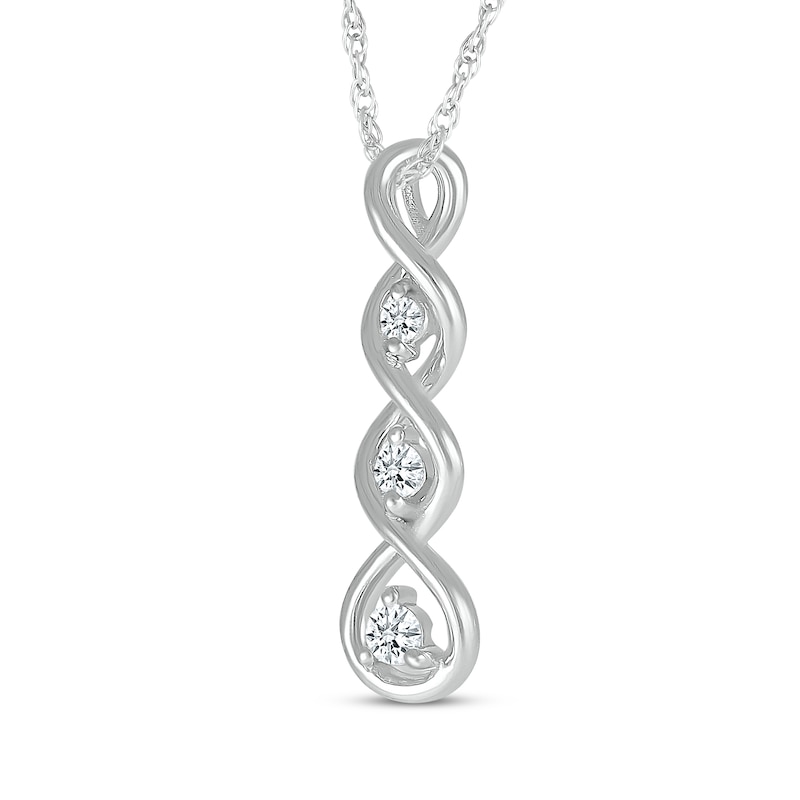 Diamond Three-Stone Swirl Necklace 1/10 ct tw 10K White Gold 18"
