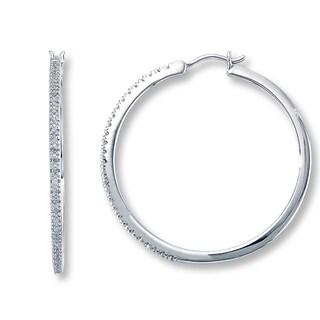 Diamond Hoop Earrings 1 4 Ct Tw Round Cut Sterling Silver Kay Diamond Hoop Earrings 1 4 Ct Tw Round Cut Sterling Silver Kay