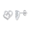 Thumbnail Image 0 of Double Heart Earrings Diamond Accents 10K White Gold