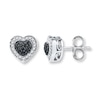 Thumbnail Image 0 of Black & White Diamond Heart Earrings 1/4 ct tw Sterling Silver