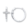 Thumbnail Image 0 of Cross Hoop Earrings 1/6 ct tw Diamonds Sterling Silver