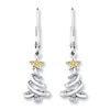 Thumbnail Image 1 of Christmas Tree Earrings Yellow & White Diamonds Sterling Silver