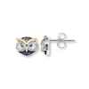 Thumbnail Image 0 of Black & White Diamond Owl Earrings Sterling Silver & 10K Yellow Gold
