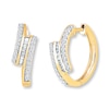 Thumbnail Image 0 of Hoop Earrings 1/2 ct tw Round & Baguette Diamonds 10K Yellow Gold