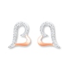 Thumbnail Image 0 of Heart Earrings 1/10 cttw Diamonds Sterling Silver & 10K Rose Gold