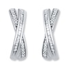 Thumbnail Image 0 of Diamond Hoop Earrings 1/4 ct tw Baguette-Cut Sterling Silver