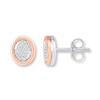 Thumbnail Image 0 of Oval Earrings 1/6 ct tw Diamonds Sterling Silver & 10K Rose Gold