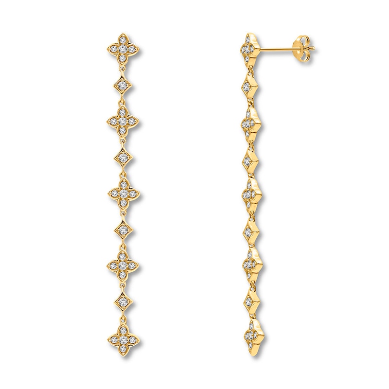 Diamond Drop Earrings 1/3 ct tw Round-cut 10K Yellow Gold