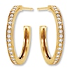 Thumbnail Image 1 of Diamond Hoop Earrings 1/4 ct tw Round-cut 10K Yellow Gold