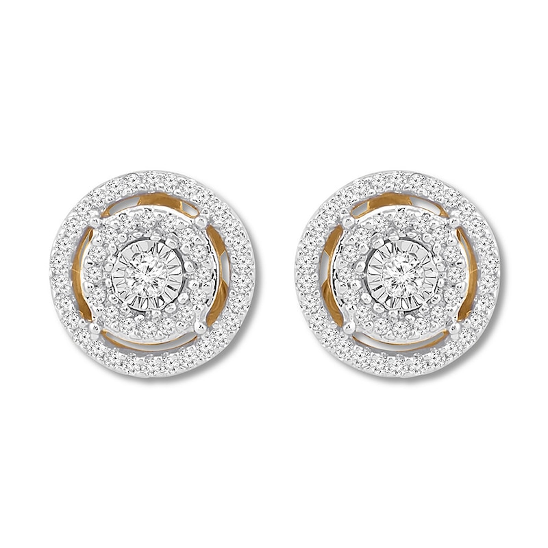 Diamond Circle Earrings 1/4 Carat tw 10K Yellow Gold