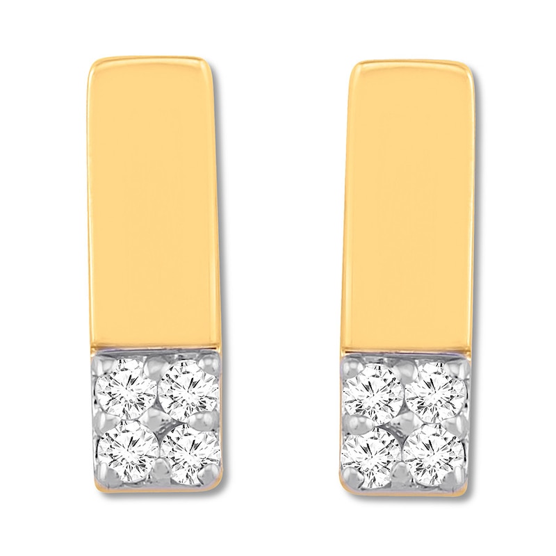 Diamond Bar Earrings 1/10 ct tw Round-cut 10K Yellow Gold