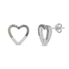 Thumbnail Image 0 of Black/Brown/White Diamond Heart Earrings 1/3 ct tw Sterling Silver