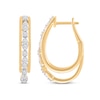Thumbnail Image 0 of Diamond Oval Hoop Earrings 1/4 ct tw Round-Cut 10K Yellow Gold