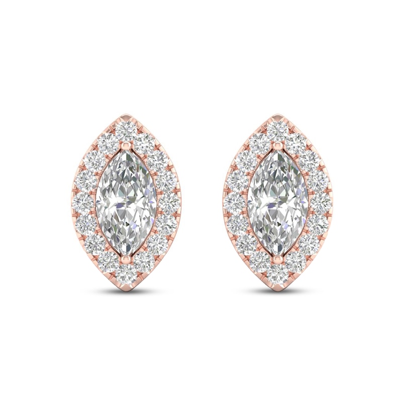 Diamond Earrings 1/3 ct tw Marquise & Round-Cut 10K Rose Gold