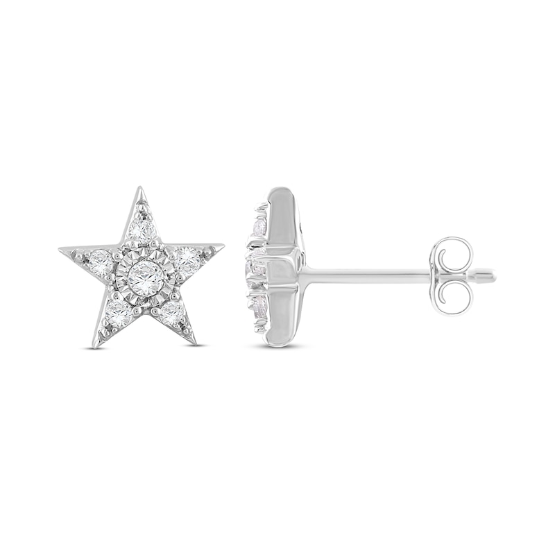 Diamond Star Stud Earrings 1/4 ct tw Round-Cut Sterling Silver