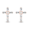 Thumbnail Image 1 of Diamond Cross Stud Earrings 1/5 ct tw Baguette & Round-Cut 10K Rose Gold
