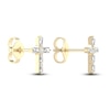 Thumbnail Image 3 of Diamond Cross Stud Earrings 1/5 ct tw Round & Baguette 10K Yellow Gold