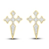 Thumbnail Image 2 of Diamond Cross Earrings 1/8 ct tw 10K Yellow Gold