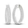 Thumbnail Image 0 of Diamond In-and-Out Hoop Earrings 3 ct tw Round-Cut 14K White Gold