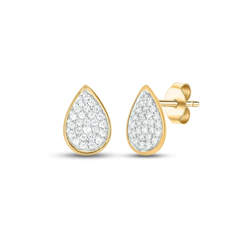 Diamond Teardrop Earrings 1/8 ct tw Round-cut 10K Yellow Gold
