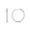Thumbnail Image 1 of Diamond Hoop Earrings 1 ct tw Baguette & Round-cut 10K White Gold