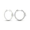 Thumbnail Image 3 of Diamond Huggie Hoop Earrings 1 ct tw Pear & Round-cut 14K White Gold