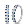 Thumbnail Image 0 of Blue & White Diamond Three-Row Hoop Earrings 1 ct tw Round & Baguette-cut 10K White Gold