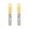 Thumbnail Image 1 of Baguette & Round-Cut Diamond Hoop Earrings 1/10 ct tw 10K Yellow Gold