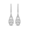 Thumbnail Image 1 of Baguette & Round-Cut Diamond Pear-Shaped Hoop Drop Earrings 1/3 ct tw 10K White Gold