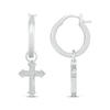 Thumbnail Image 2 of Diamond Gothic-Style Cross Dangle Hoop Earrings 1/15 ct tw Sterling Silver