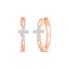 Thumbnail Image 0 of Diamond Cross Hoop Earrings 1/8 ct tw 10K Rose Gold