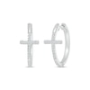 Thumbnail Image 0 of Diamond Cross Hoop Earrings 1/6 ct tw Sterling Silver