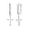 Thumbnail Image 0 of Diamond Cross Dangle Hoop Earrings 1/3 ct tw Sterling Silver