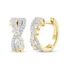 Thumbnail Image 0 of Oval & Round-Cut Diamond Crossover Hoop Earrings 1-1/2 ct tw 14K Yellow Gold