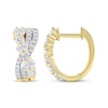 Thumbnail Image 2 of Oval & Round-Cut Diamond Crossover Hoop Earrings 1-1/2 ct tw 14K Yellow Gold