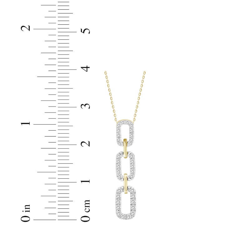 Linked Always Diamond Three-Link Chain Drop Necklace 1/4 ct tw 10K Yellow Gold 18"