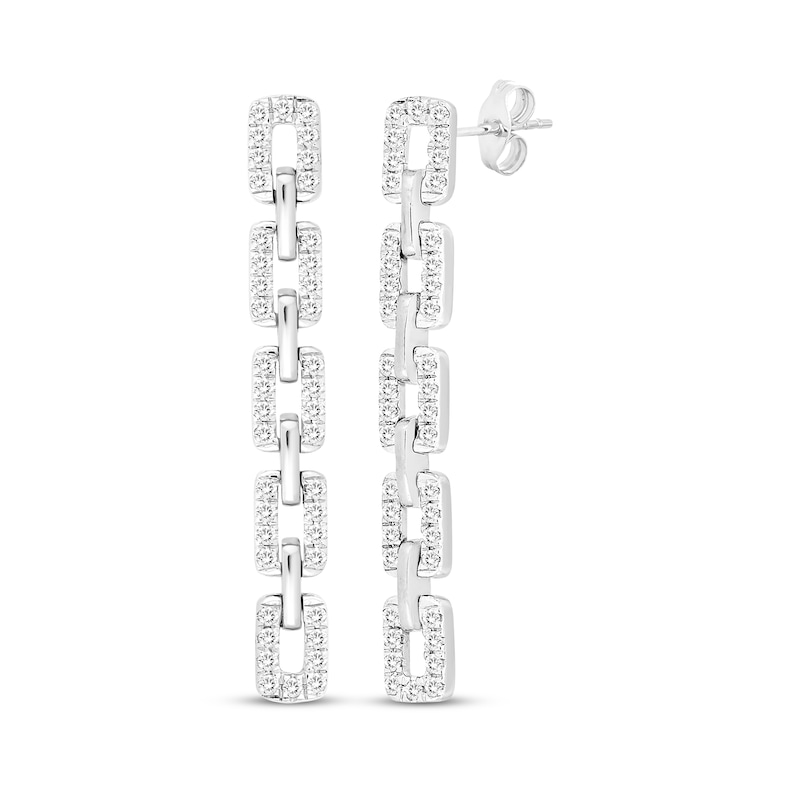 Linked Always Diamond Chain Link Drop Earrings 1/2 ct tw 10K White Gold