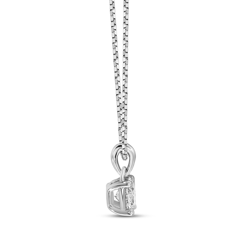 GSI Solitaire Diamond Necklace 1/3 ct tw Round-cut 14K White Gold 18" (I/I1)