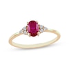 Thumbnail Image 0 of Oval-Cut Ruby & Diamond Ring 1/20 ct tw 10K Yellow Gold