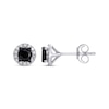Thumbnail Image 0 of Black & White Diamond Halo Stud Earrings 1 ct tw 10K White Gold