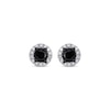 Thumbnail Image 1 of Black & White Diamond Halo Stud Earrings 1 ct tw 10K White Gold
