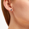 Thumbnail Image 2 of Black & White Diamond Halo Stud Earrings 1 ct tw 10K White Gold
