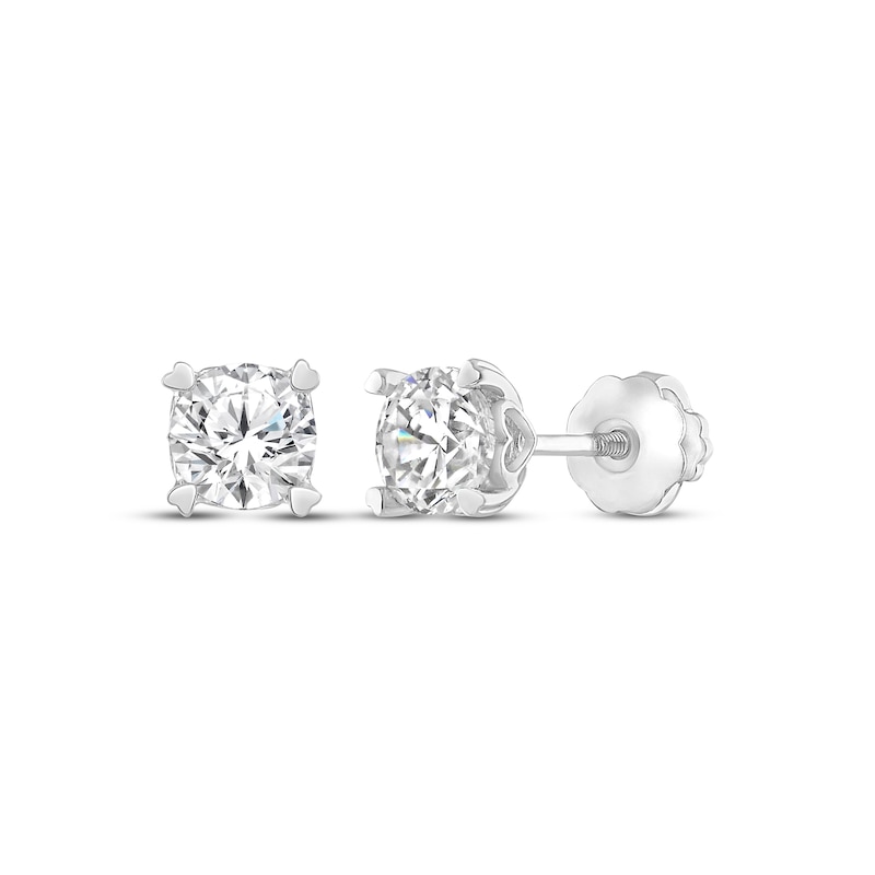 Solitaire Earrings 1 ct tw Diamonds 14K White Gold (I/I2)