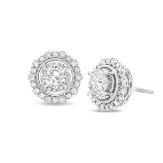 Diamond Stud Earrings 1 ct tw Round-cut 10K White Gold