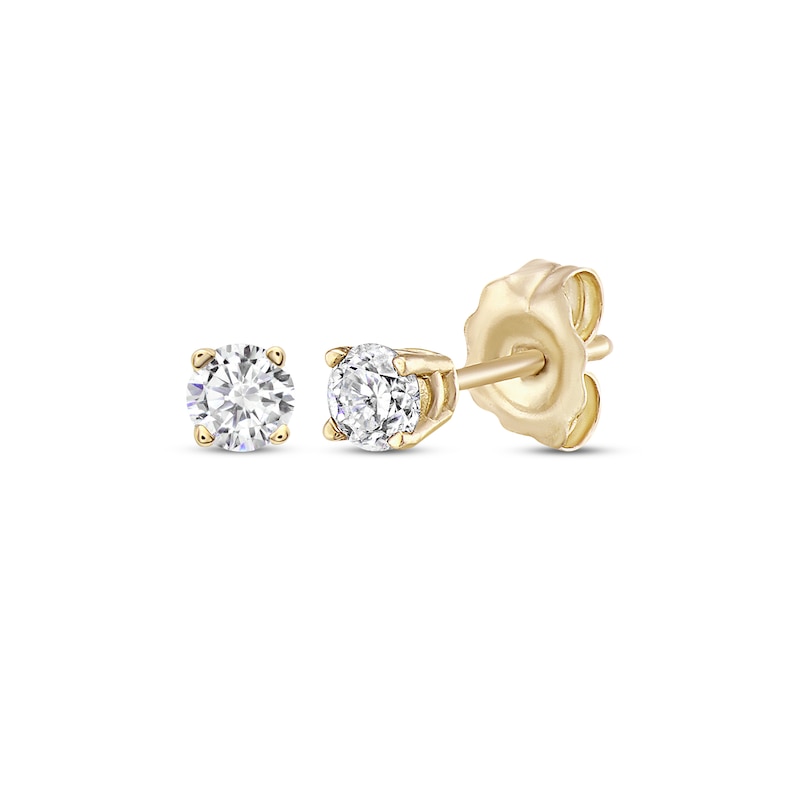 Diamond Solitaire Stud Earrings 1/5 ct tw Round-cut 14K Yellow Gold (J/I3)