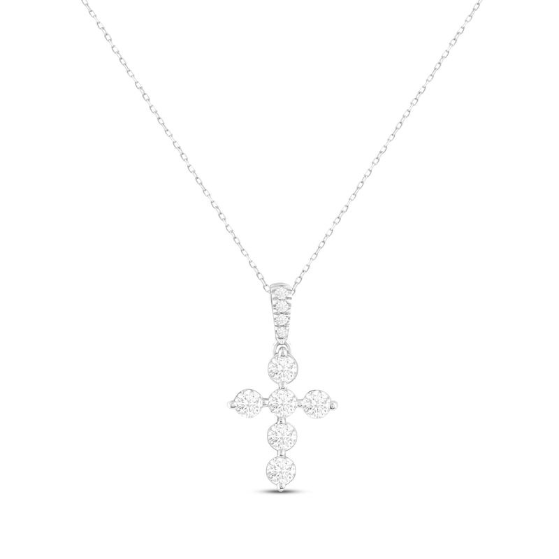Lab-Created Diamonds by KAY Cross Necklace 1 ct tw 14K White Gold 18"