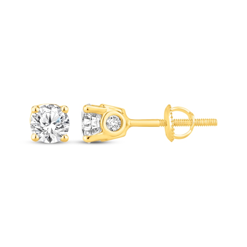 Round-Cut Diamond Solitaire Stud Earrings 1 ct tw 10K Yellow Gold (J/I3)