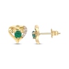 Thumbnail Image 2 of Natural Emerald & Diamond Heart Stud Earrings 1/20 ct tw 10K Yellow Gold