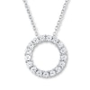 Thumbnail Image 0 of THE LEO Diamond Circle Necklace 1 ct tw Round-cut 14K White Gold 19"