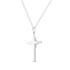Thumbnail Image 2 of THE LEO Diamond Cross Necklace 1 ct tw Round-cut 14K White Gold 19"